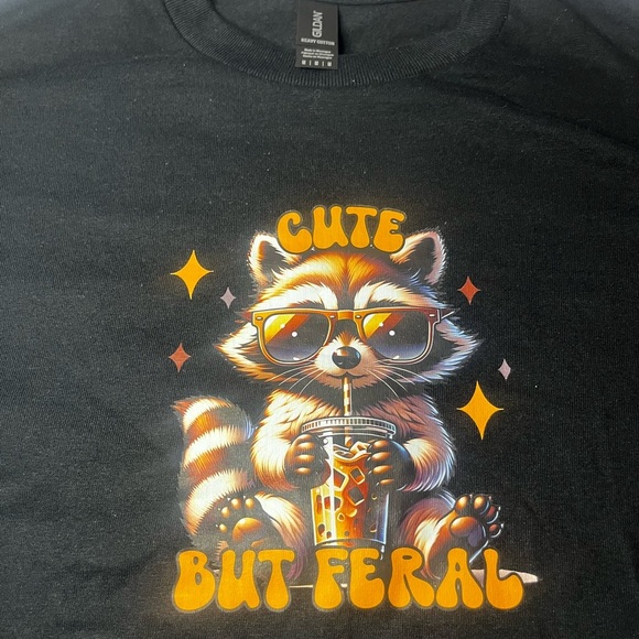 Gildan Black Tee with Playful Raccoon Design - Picture 4 of 7